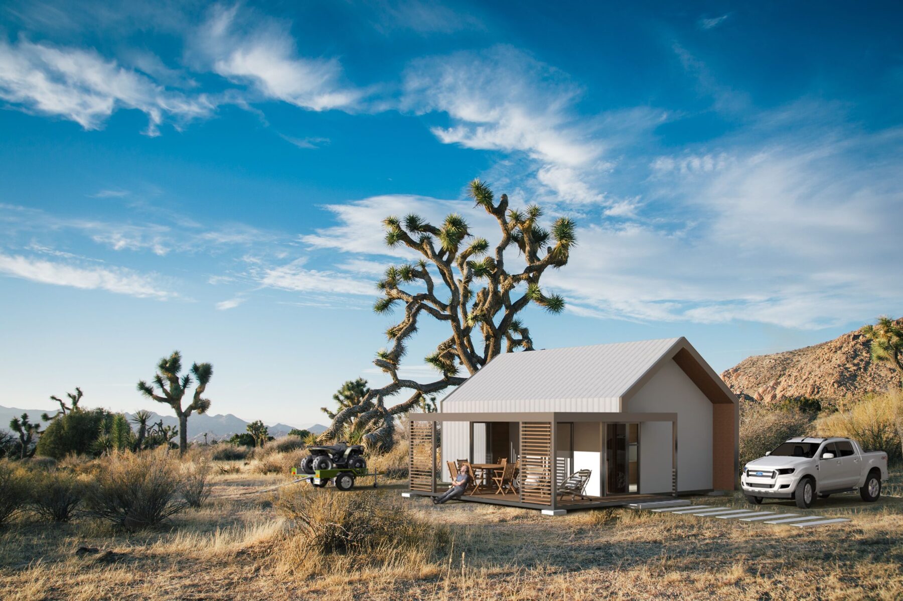 xPod Pavilion glowing at dusk in a coastal setting